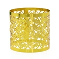 Macro detail of golden napkin ring featuring intricate laser-cut floral patterns and mesh - 17cm / Mirror Gold