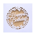Detalle de tarjeta de cumpleaños cortada con láser y motivo floral en cartulina blanca - White Hollow Shell (Kraft Inner) / Marrón
