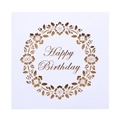 Elegante biglietto d'auguri quadrato con ghirlanda floreale in bronzo e taglio laser - Bianco + Pagina Interna Kraft