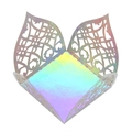 Macro detail of laser-cut hollow pattern on iridescent golden wedding candy box - Mirror Iridescent