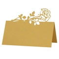 Golden laser-cut rose place card in pearlescent paper for wedding table decor - Gold
