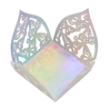 Dettaglio della scatola per caramelle a farfalla tagliata al laser in carta iridescente - Iridescente specchio