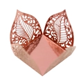 Detailed laser-cut hollow leaf pattern on rose gold metallic paper for wedding gift boxes - 3.5cm / Mirror Rose Gold