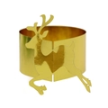 Close-up of golden reindeer paper napkin ring with reflective mirror finish for Christmas - 18cm / Mirror Gold