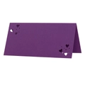 Tarjeta de mesa morada para boda con corazón cortado por láser para invitados - Púrpura oscuro