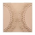 Laser cut rose gold wedding invitation with floral hollow design and pearlescent finish - Beige Gold