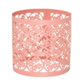 Detailed laser-cut pink pearlescent paper napkin ring with floral hollow pattern - Pink
