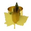 Detailed view of shiny gold maple leaf paper napkin ring for elegant festive table setting - 19.7cm / Mirror Gold