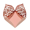 Laser-cut rose gold lace wrapper for cupcakes and candies with hollow floral patterns - Mirror Rose Gold