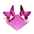 Detail of rose pink mirror-finish butterfly candy box with hollow-out lace design - Nail Powder