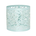Close-up of mint blue napkin ring featuring laser-cut floral and heart patterns - Pearl Pale Blue