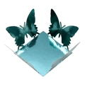 Detailed laser-cut turquoise butterfly candy box with mirror metallic finish and lace edges - Mirror Indigo