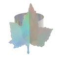 Macro view of holographic gold maple leaf napkin ring with precision cutout patterns - 19.7cm / Mirror Iridescent