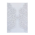 Detailed laser-cut white rose pattern on elegant matte paper wedding invitation cover - White