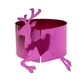 Macro detail of rose red reindeer napkin ring with metallic mirror finish and deer shape - 18cm / Nail Powder