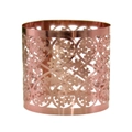 Detailed view of rose gold hollow floral napkin ring with laser cut pattern - 17cm / Mirror Rose Gold