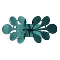Détail de l'anneau de serviette en papier pailleté sarcelle avec veines de feuilles - Indigo miroir