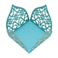 Laser-cut turquoise cupcake wrapper with elegant floral hollow patterns for party decor - Tiffany Blue