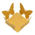 Macro detail of laser-cut glitter butterfly decorations for party favor boxes - Gold