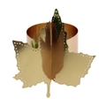 Detail of a golden leaf napkin ring with intricate hollowed edges on a clean white backdrop - 19.7cm / Mirror Champagne