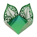 Metallic green laser-cut leaf chocolate wrapper with elegant hollow vein details - 3.5cm / Mirror Dark Green