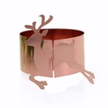 Close-up of rose gold mirror-finish reindeer napkin ring with festive cutout design - 18cm / Mirror Rose Gold