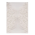 Detailed laser-cut white rose floral pattern on high-quality pearlescent invitation paper - Ivory