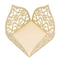 Close-up of laser-cut champagne gold pearlescent paper candy box with scroll pattern - Jewelry Cream Star