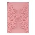 Pink laser-cut rose invitation cover for weddings and ceremonies on white background - Pink