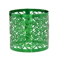 Detail of emerald green metal napkin ring featuring intricate laser-cut floral patterns - 17cm / Mirror Dark Green