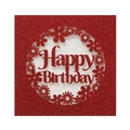 Rote Glitzer Happy Birthday Glückwunschkarte mit filigranen Gänseblümchen-Ausschnitten - Glitzer Rot