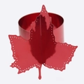Close-up of red maple leaf napkin ring with intricate hollowed edges and metallic finish - 19.7cm / Mirror Red