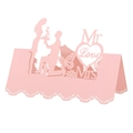 Pink laser cut wedding heart table card with 3D romantic proposal scene and butterflies - Pink