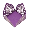 Detailed laser-cut purple hollow leaf pattern on candy box packaging for weddings - Dark Purple