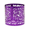 Detailed view of purple metallic napkin ring featuring laser-cut floral patterns - 17cm / Mirror Dark Purple