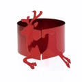 Close-up of a glossy red mirror-finish Christmas reindeer napkin ring on white background - 18cm / Mirror Red