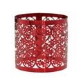Macro detail of red metallic napkin ring featuring laser-cut floral patterns and glossy finish - 17cm / Mirror Red