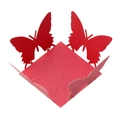 Macro shot of red laser-cut butterfly gift boxes with intricate hollow patterns - Pearlescent Red