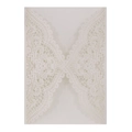 Elegant white pearlescent laser cut lace wedding invitation pocket with floral design - Ivory