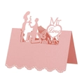 Segnaposto nuziale glitter rosa con scritta Mr & Mrs e intaglio laser a farfalla - Rosa