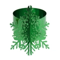 Detalle de un servilletero de copo de nieve verde oscuro metálico con diseño 3D - 18.2cm / Verde oscuro espejo