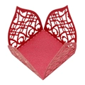 Laser-cut red glitter pearl paper candy box with intricate lace pattern for parties - Pearlescent Red