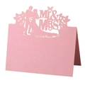 Segnaposto di matrimonio rosa glitterato con farfalla laser cut e sagome Mr & Mrs - Rosa