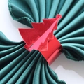 Rond de serviette sapin de Noël rouge brillant sur serviette vert foncé pour décoration - 18cm / Rouge miroir