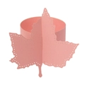 Detail of pink paper maple leaf napkin ring with fine laser-cut hollow dot patterns - 19.7cm / Pink
