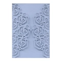 Elegant laser-cut rose hollow invitation cover in light blue pearlescent finish - Fog Blue