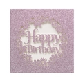 Glitzernde lasergeschnittene Geburtstagskarte in Rosa mit Gänseblümchen-Muster - Glitzer Lavendel