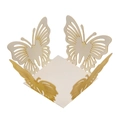 Detail der lasergeschnittenen Schmetterling-Bonbonschachtel aus cremefarbenem Perlpapier - Reflektierendes Gold