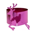 Metallic rose red reindeer Christmas napkin ring made of reflective paper for table decor - 18cm / Nail Powder