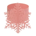 Detalle de servilletero de copo de nieve rosa cortado con láser en papel perlado - 18.2cm / Rosa